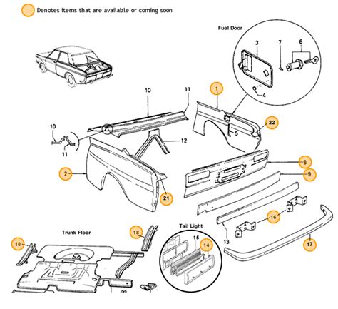 datsun 510 sheet metal parts|Datsun 510 parts diagram.